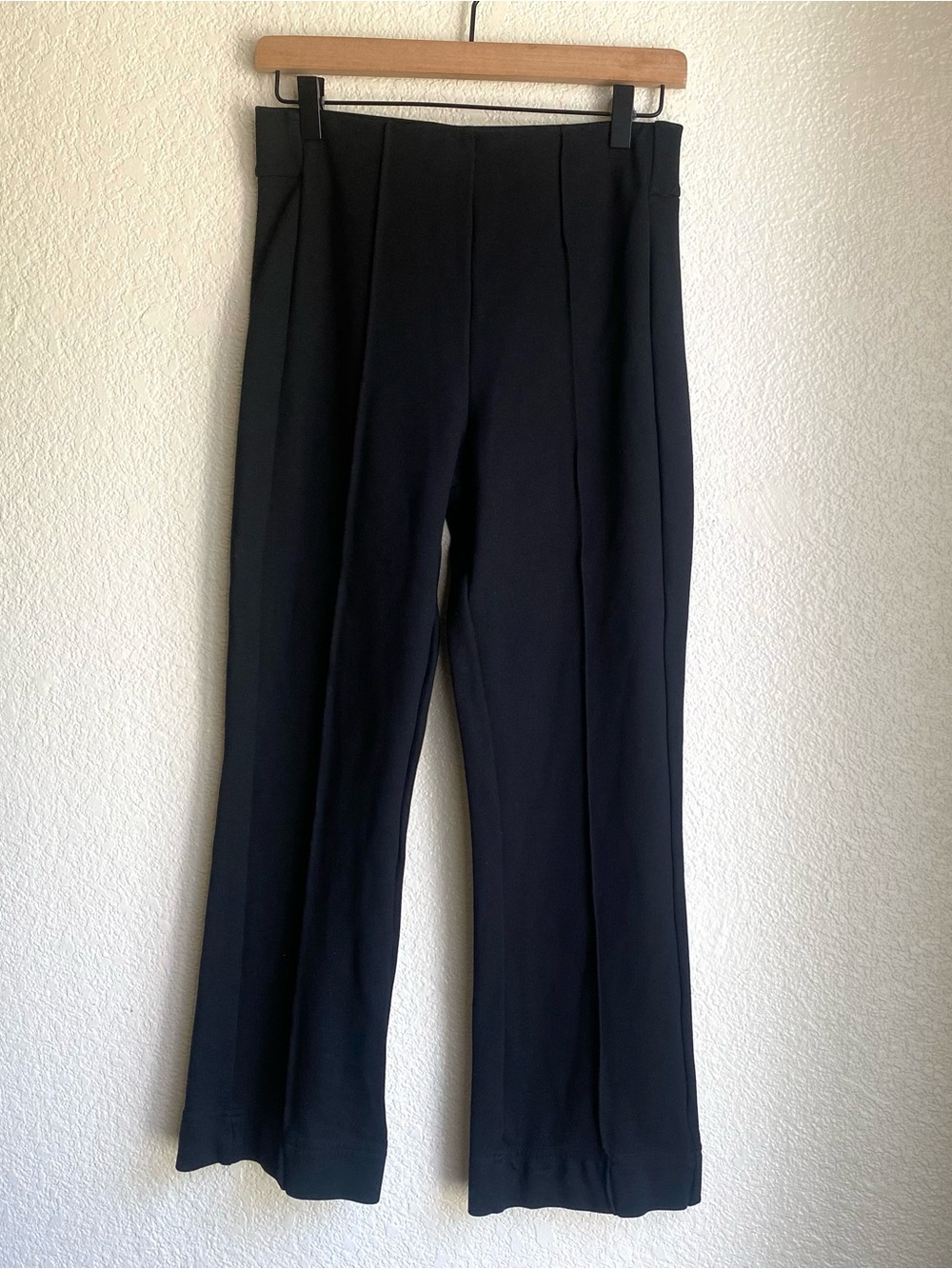 Me + Em Black Ponte Front Seam Pull On Pants Cropped Flare